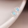 Sterling Silver Blue Opal Daisy Stud Earrings, thumbnail 3 of 11