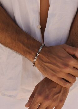 Silver 6mm Marina Chain Bracelet Adjustable Gift, 5 of 8