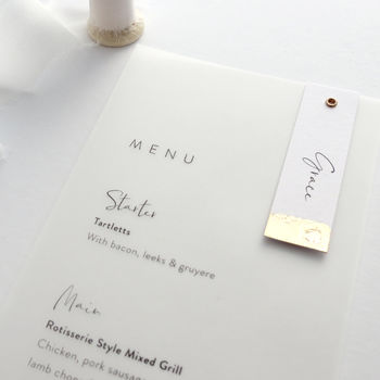 Gilded Edge Vellum Menus And Place Names, 3 of 6