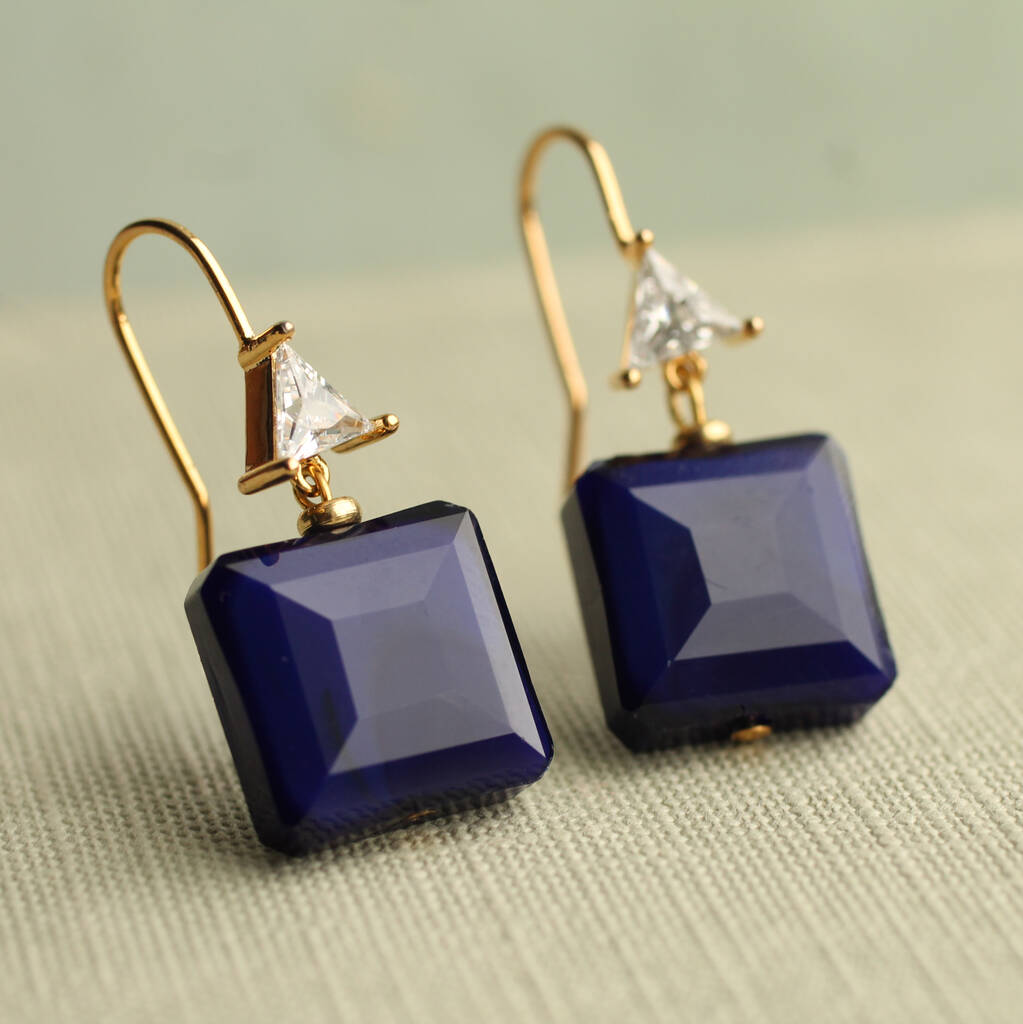 Cobalt Blue Vintage Glass Earrings, 1 of 7