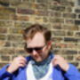 Mens Blue Ditzy Floral Cotton Neckerchief, thumbnail 8 of 12