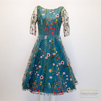Flora 1950s Inspired Floral Lace Dress, 2 of 8