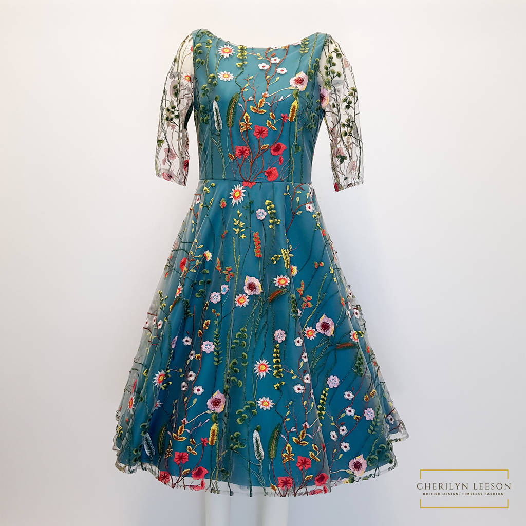 Flora 1950s Inspired Floral Lace Dress By Cherilyn Leeson ...