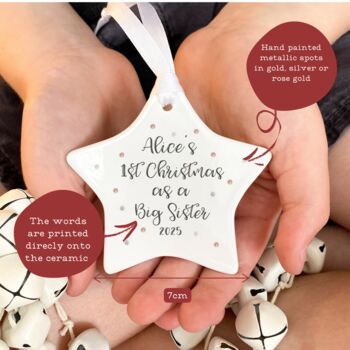 1st Xmas As A Big Sister Personalised Star Decoration, 2 of 4