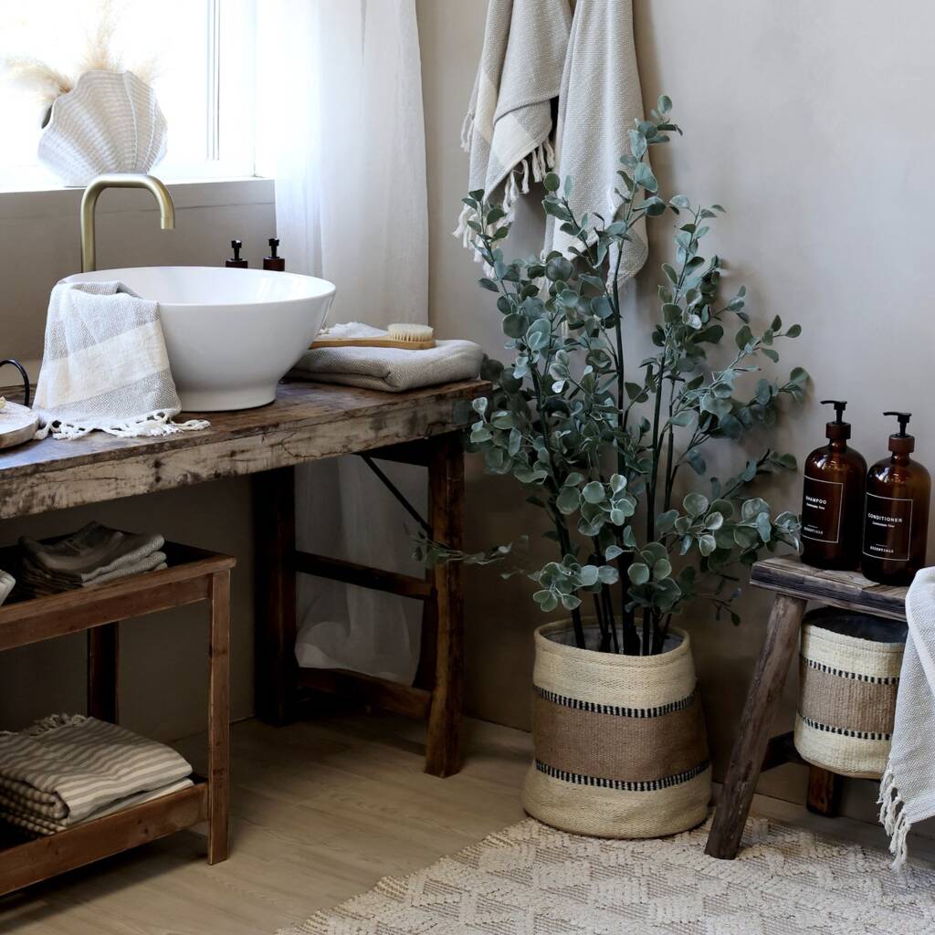 Large Jute Striped Storage Basket, 1 of 4