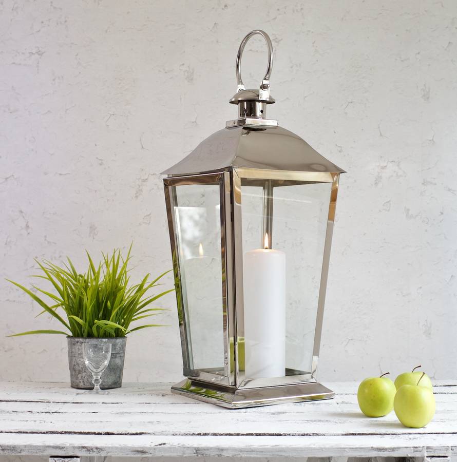 silver stainless steel candle lantern by za za homes