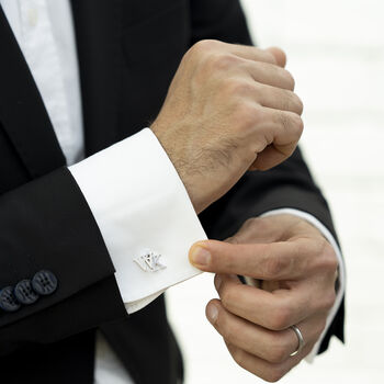 Personalised Silver Cursive Wedding Cufflinks, 4 of 5