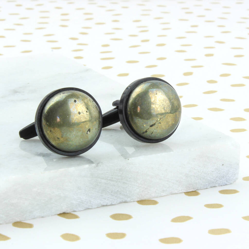Image of Fools Gold Semi Precious Stone Cufflinks, Gold