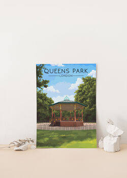 Queen's Park London Travel Poster Art Print, 2 of 8