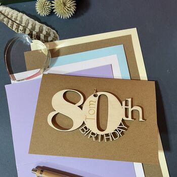 Personalised Wooden 80th Birthday Card, 7 of 10