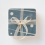 Blue And White Slip Trailed Ceramic Coaster Set, thumbnail 1 of 5