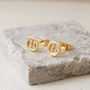 Gold Plated Button Stud Earrings, thumbnail 2 of 4