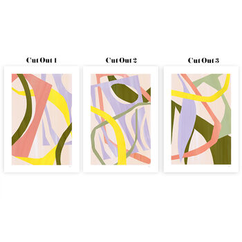 Pastel Abstract Cut Out Shapes Prints Set Of Three, 6 of 10