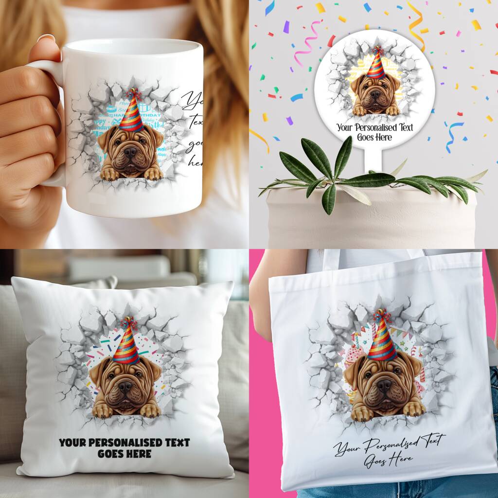 Personalised Shar Pei Birthday Break Through, 1 of 8