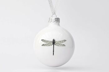 White Christmas Bauble With Dragonfly, 4 of 5