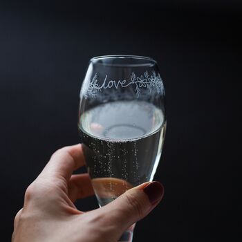 Love Wreath Hand Engraved Champagne Flutes, 7 of 8