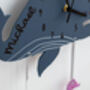 Personalised Children's Swimming Whale Wall Clock, thumbnail 4 of 5