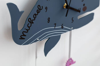 Personalised Children's Swimming Whale Wall Clock, 4 of 5