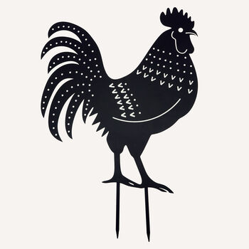 Recycled Metal Cockerel Silhouette Garden Stake, 3 of 4