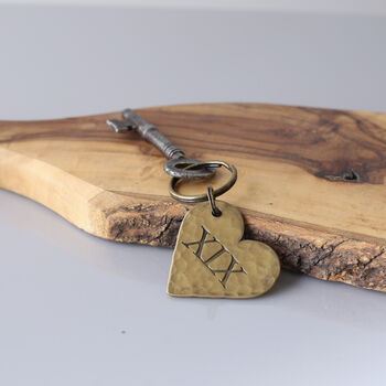 19th Anniversary Bronze Love Heart Keyring, 2 of 4