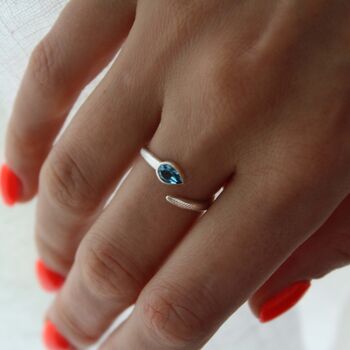 Blue Topaz And Silver Snake Ring, 3 of 5