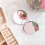 Personalised Lilac Floral Pocket Mirror, thumbnail 2 of 4