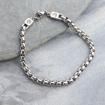 Men's Stainless Steel Box Chain Bracelet, 2 of 6