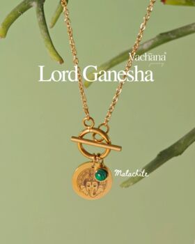 Goddess Ganesha Malachite Pendant Necklace, 2 of 12