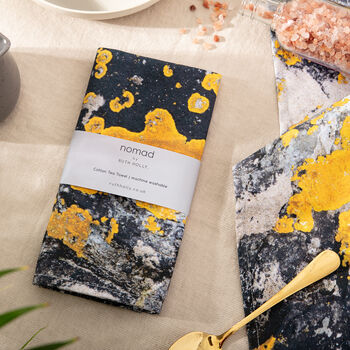 Yellow And Charcoal Grey Tea Towel 'Nomad Splash', 2 of 2