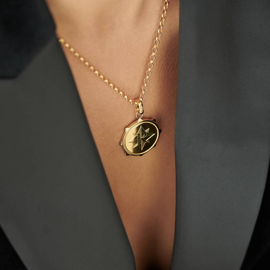 Personalised North Star Gold Medallion Necklace, 1 of 12