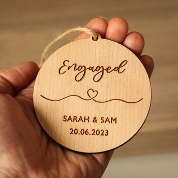Personalised Engaged Hanging Keepsake,Couple Engagement, 4 of 5