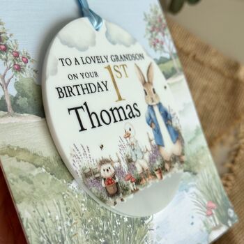 1st Birthday Or Any Age Rabbit Countryside Keepsake Card, 4 of 4