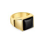 Black Onyx Square Signet Ring 18 K Gold Plated Solid Silver, thumbnail 1 of 4