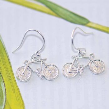 Bicycle Earrings In Sterling Silver, 2 of 8