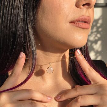18ct Gold Plated Rose Quartz Pendant Necklace, 4 of 4