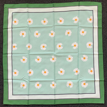 Mint Green Daisy Print Silky Scarf, 4 of 4