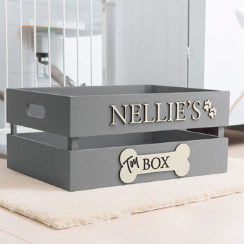 Large Coloured Dog Toy Storage Box With Raised Design, 2 of 9