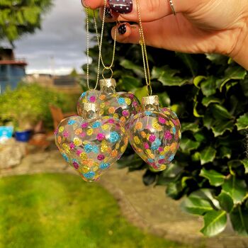 Christmas Glass Dotty Heart Bauble Set, 5 of 7