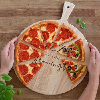 Personalised Wooden Family Pizza Board Paddle, 3 of 7
