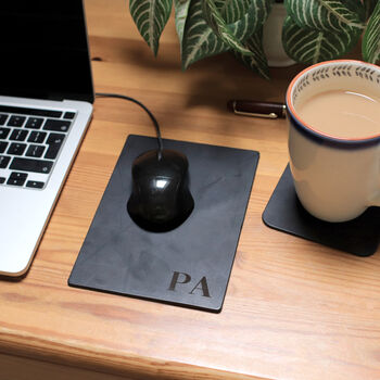 Personalised Initials Mini Vintage Leather Mouse Mat, 10 of 12