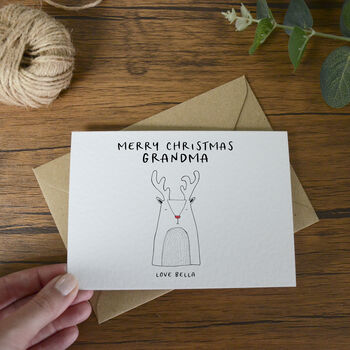 Reindeer Personalised Merry Christmas Grandma Card, 3 of 4