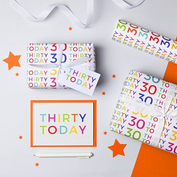 '30 Today' 30th Birthday Wrapping Paper Set, 2 of 5
