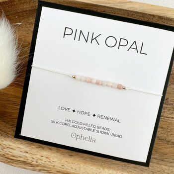 Pink Opal Silk Bracelet October Birthstone Jewellery, 6 of 6