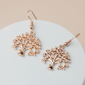 Crystal Detail Tree Dangle Earrings, 2 of 6