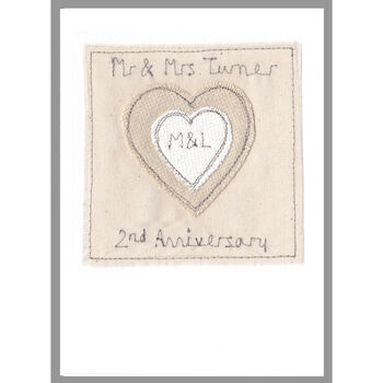 Personalised Cotton 2nd Wedding Anniversary Card, 7 of 12