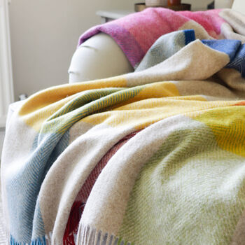 Bright And Beige Check Wool Throw, 3 of 3
