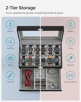 Two Tier Watches Box Case With A Drawer, 3 of 7