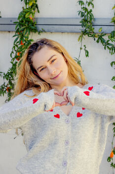 Grey Heart Embroidered Cardigan, 7 of 7