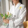 Personalised Waffle Style Bathrobe With Flower Design, thumbnail 1 of 12
