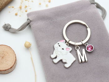 Personalised White French Bulldog Keyring, 6 of 9